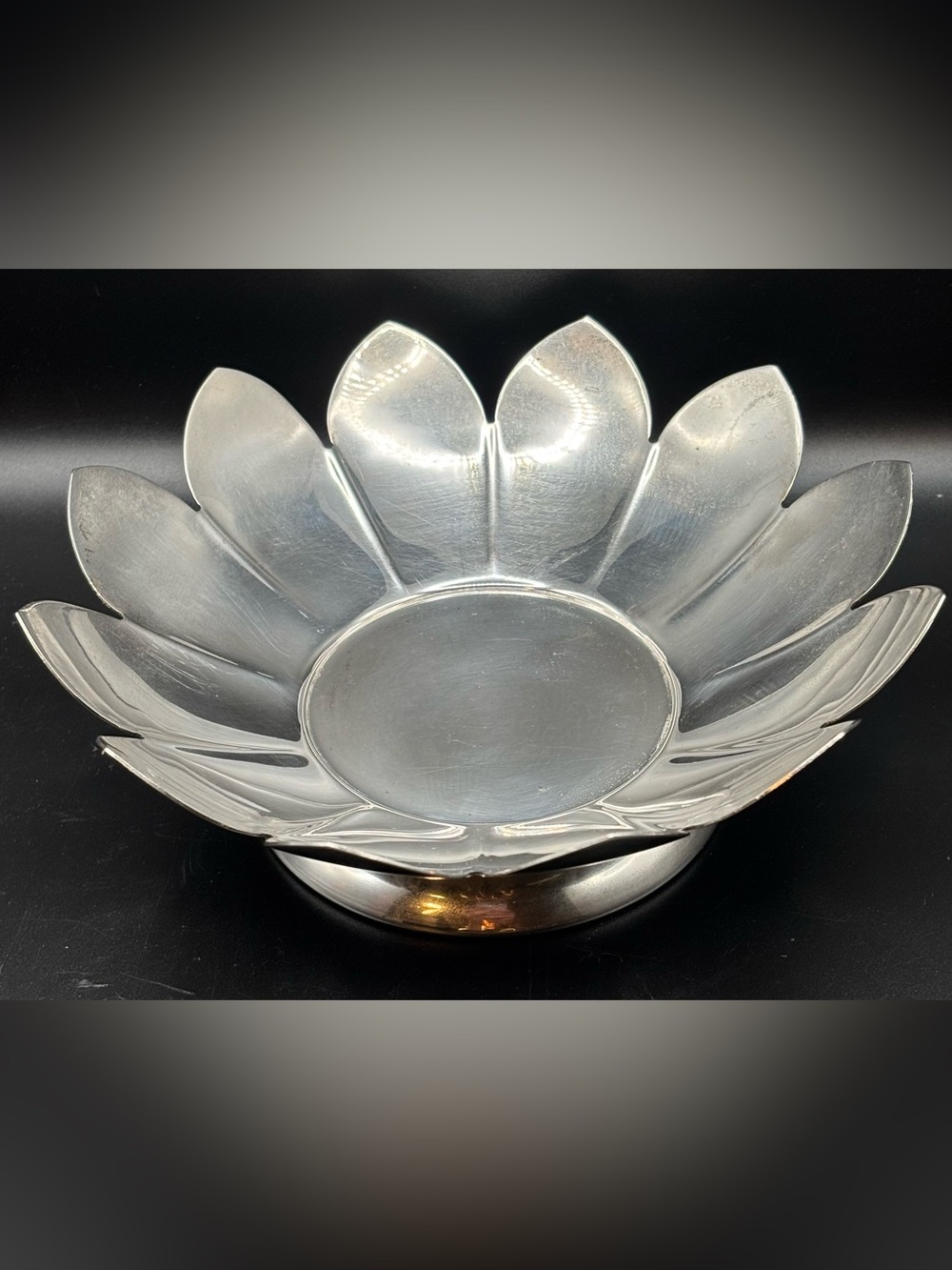 Vintage Leonard Silver Plate Lotus Flower Pedestal Bowl Mid Century Centerpiece